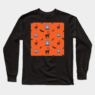 Spooky Halloween Pattern Long Sleeve T-Shirt